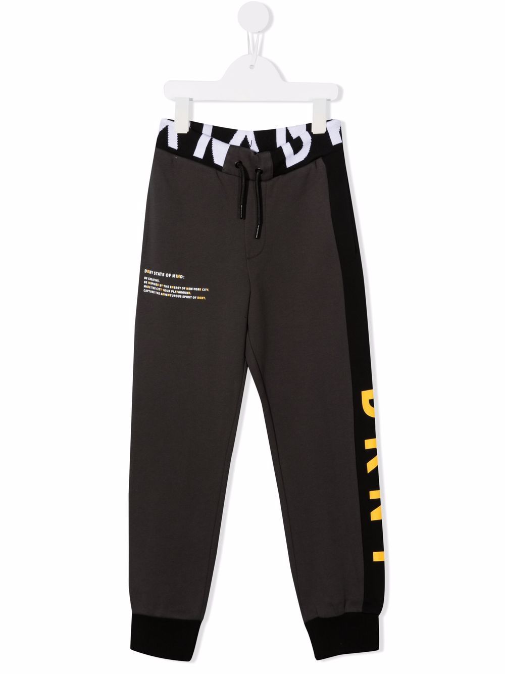 Dkny Kids logo条纹运动裤 - 灰色