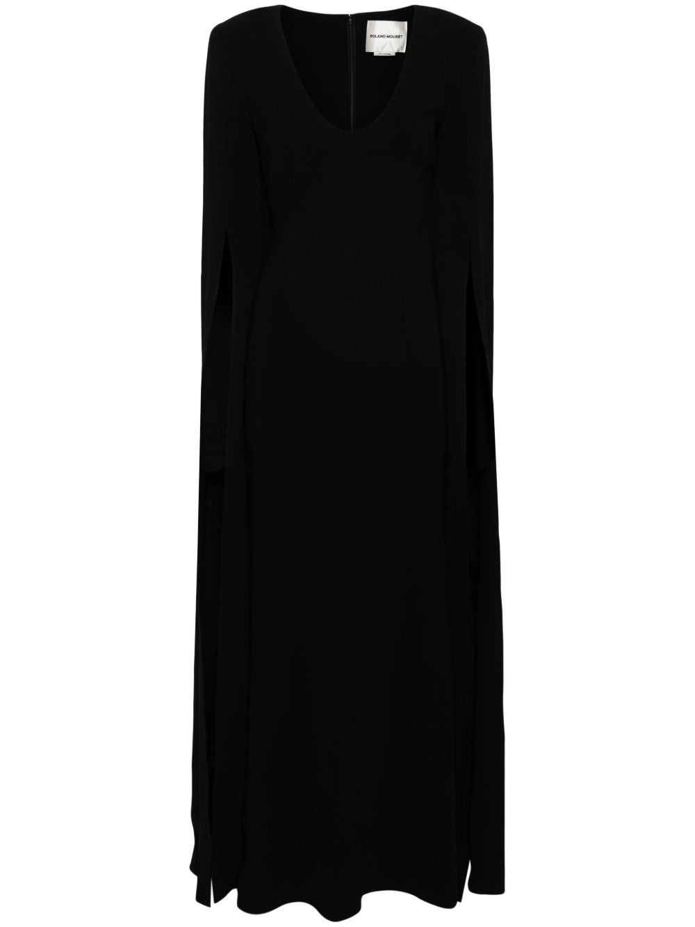 Roland Mouret 开衩袖超长连衣裙 - 黑色