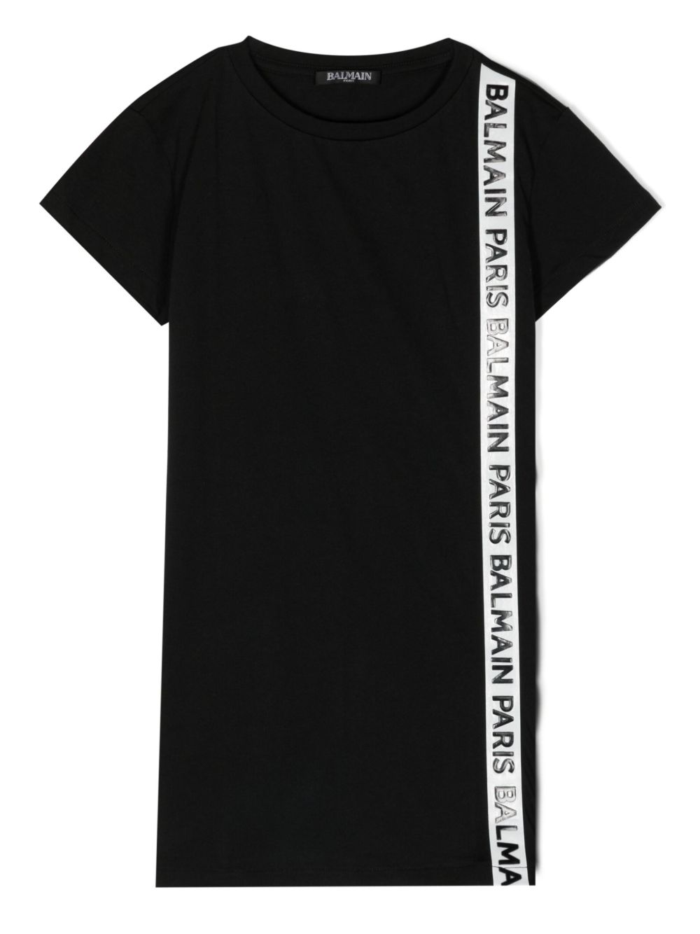 Balmain Kids logo织带T恤式连衣裙 - 黑色