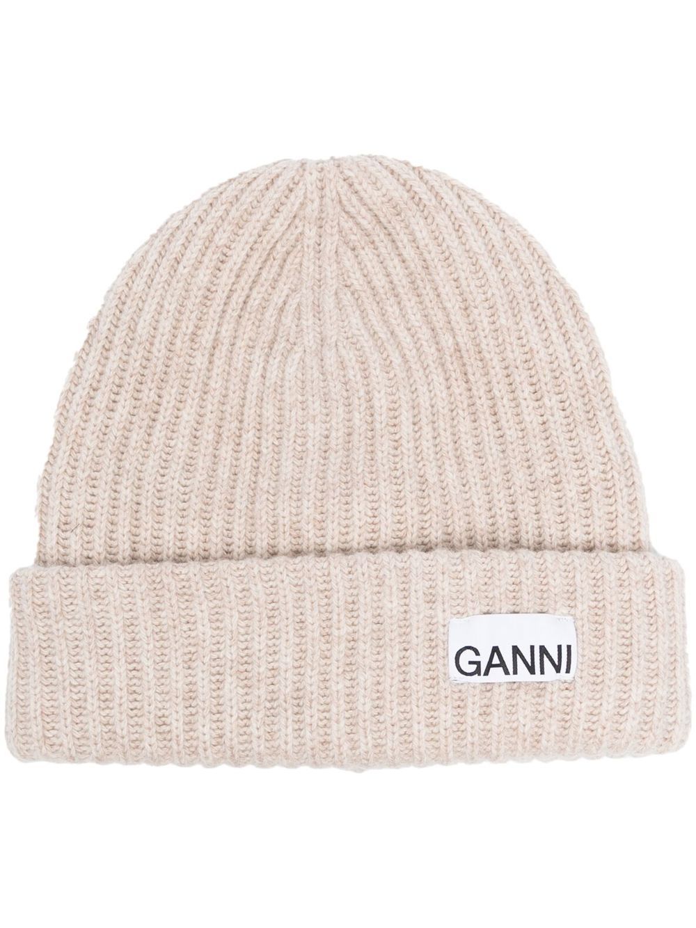 GANNI 标贴罗纹套头帽 - 中性色