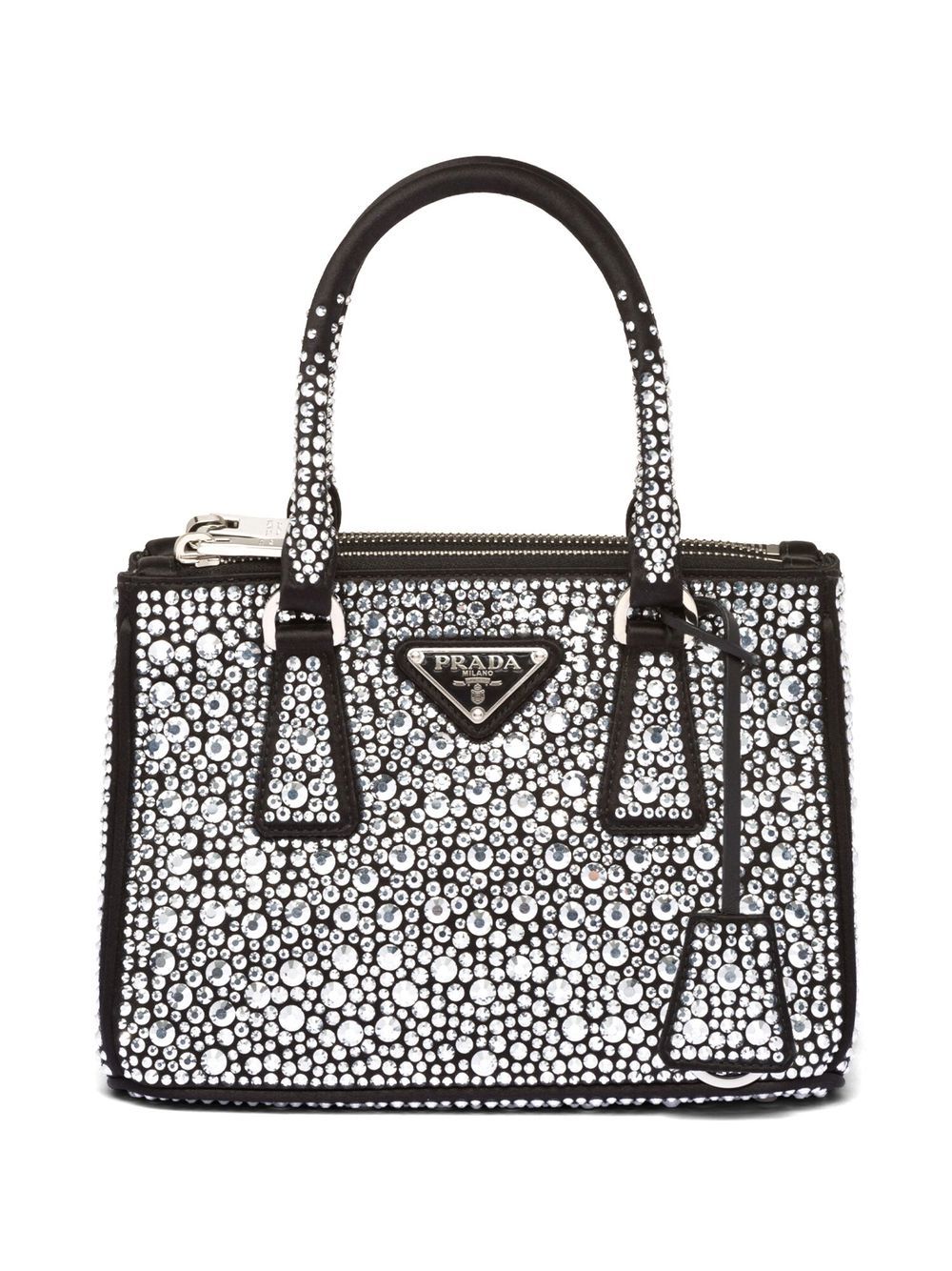 Prada Galleria 晶饰女公爵缎迷你包 - 黑色