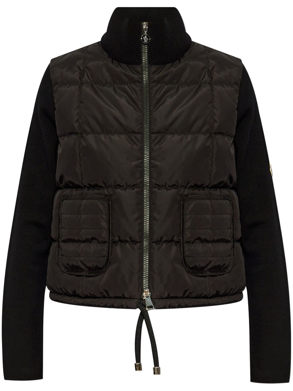 Moncler logo贴花填充夹克 - 黑色