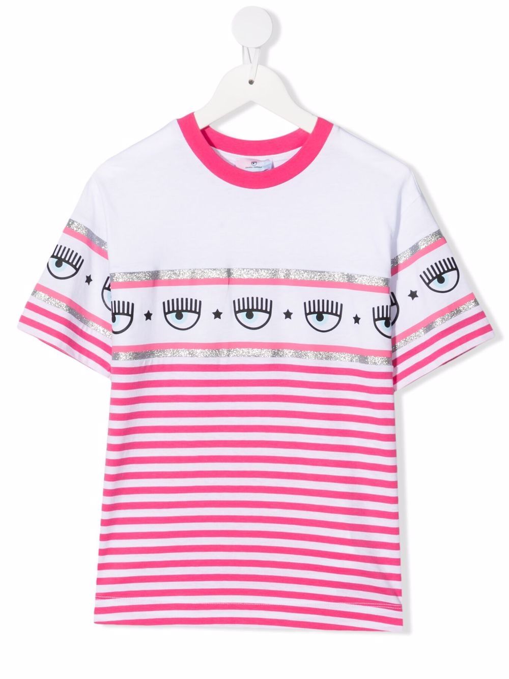 Chiara Ferragni Kids 条纹T恤 - 白色