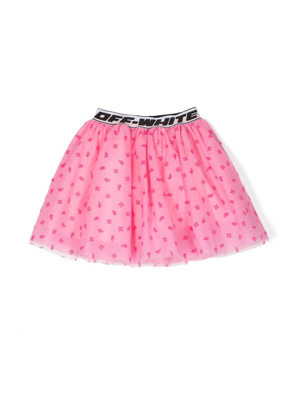 Off-White Kids logo腰边伞形迷你半身裙 - 粉色