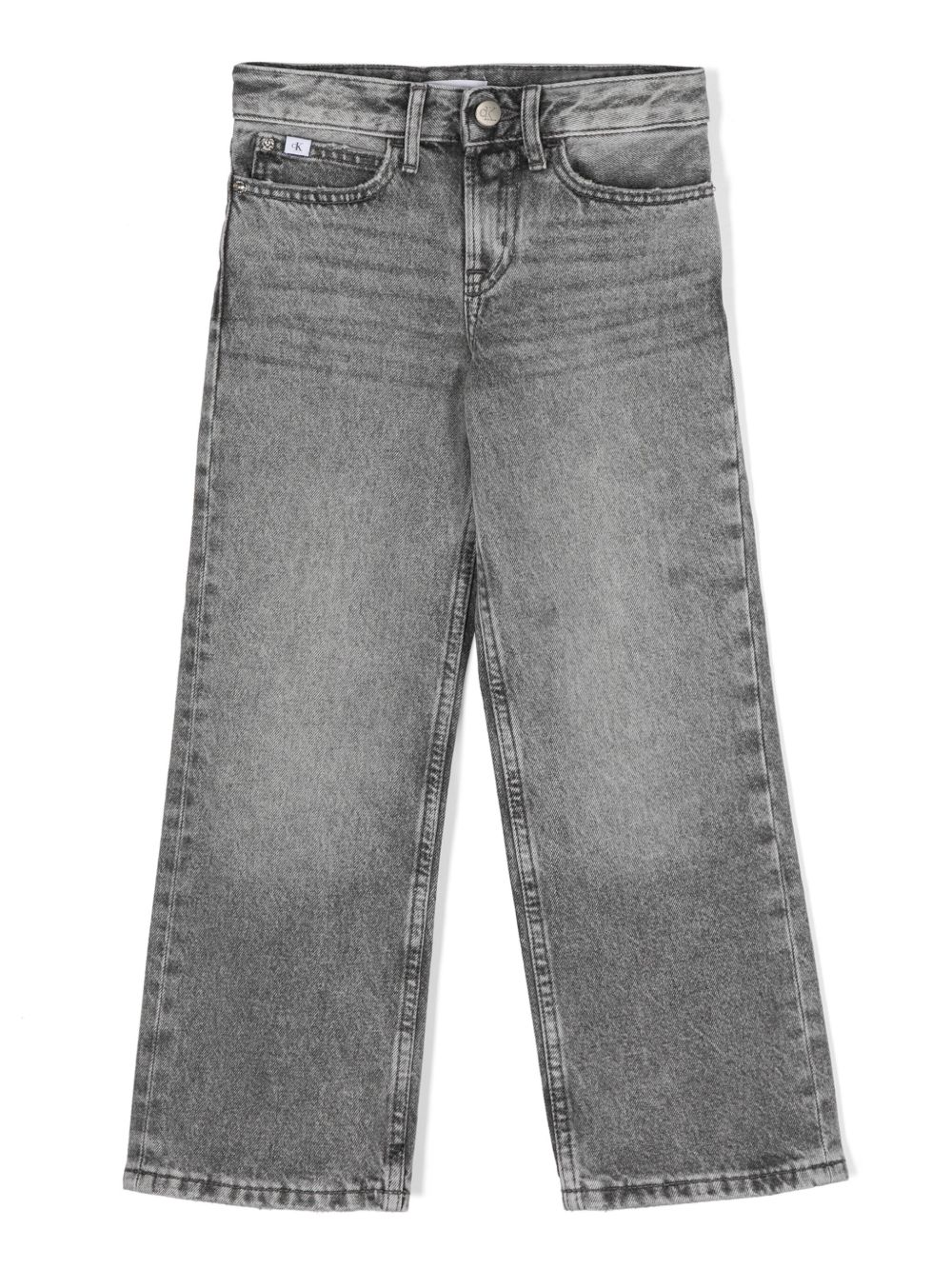 Calvin Klein Kids 中腰直筒牛仔裤 - 灰色