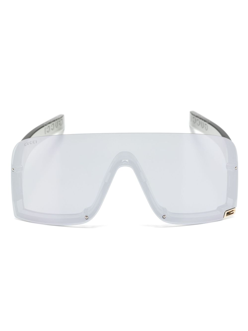 Gucci Eyewear logo标牌盾形镜框太阳眼镜 - 灰色