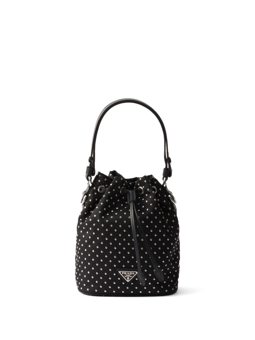 Prada Re-Nylon 铆钉缀饰水桶包 - 黑色