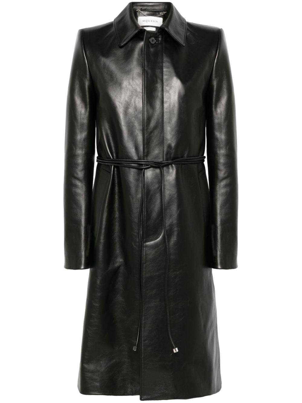 Alexander McQueen 皮质大衣 - 黑色