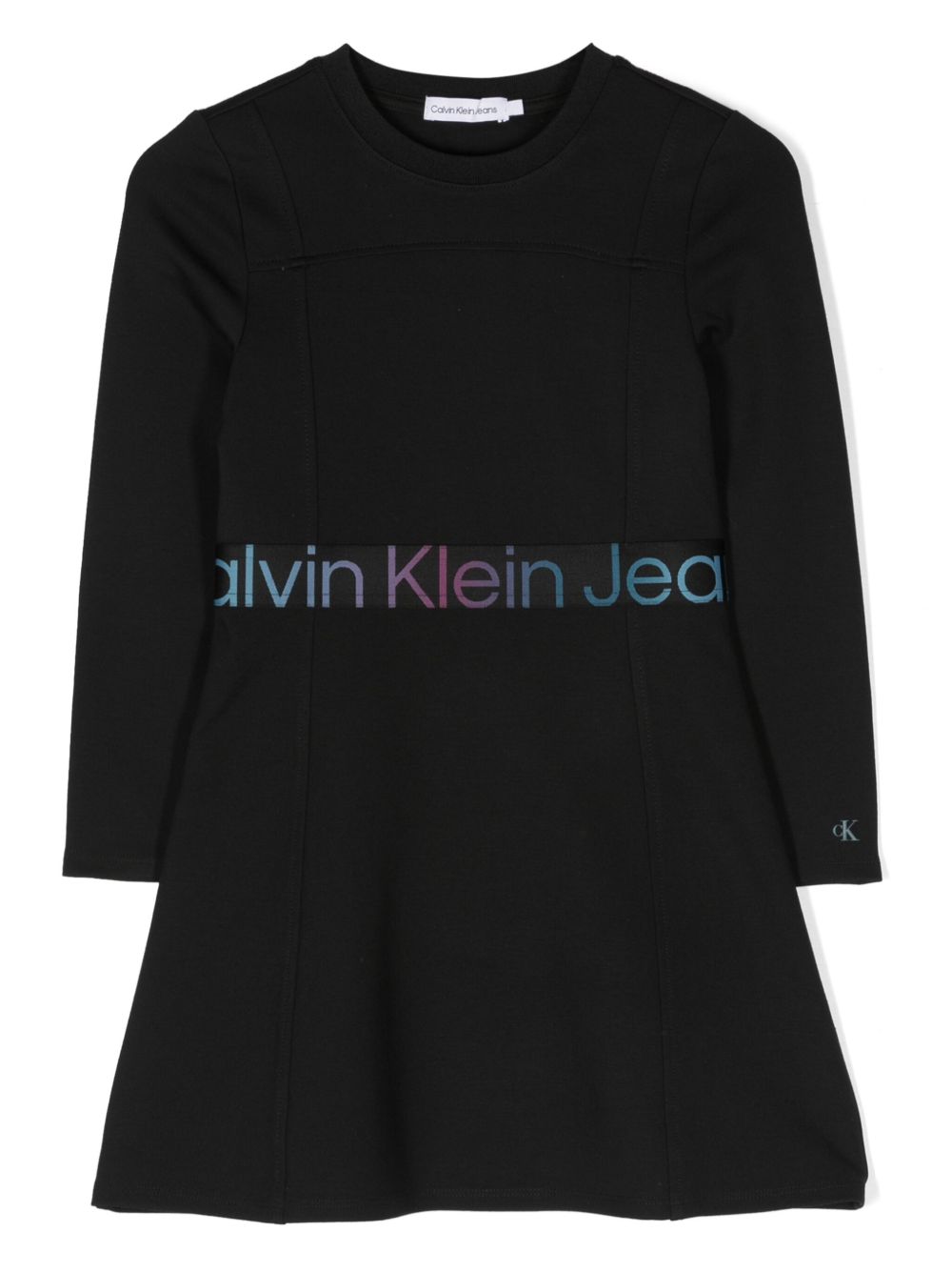 Calvin Klein Kids logo腰边A字衬衫裙 - 黑色
