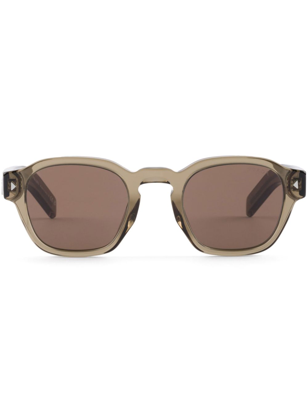 Prada Eyewear 圆框太阳眼镜 - 褐色