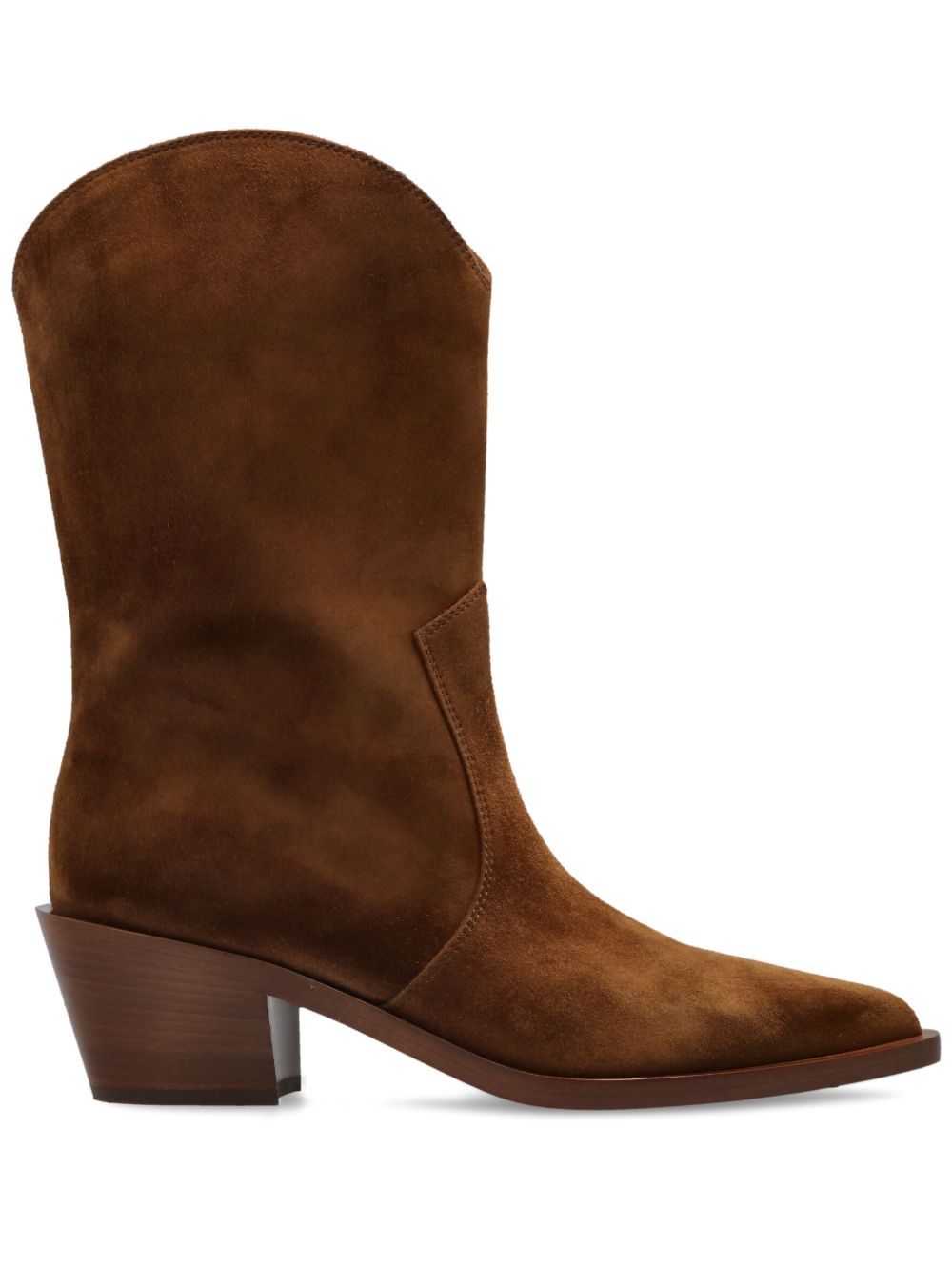 Gianvito Rossi 西部风绒面皮高筒靴 - 褐色