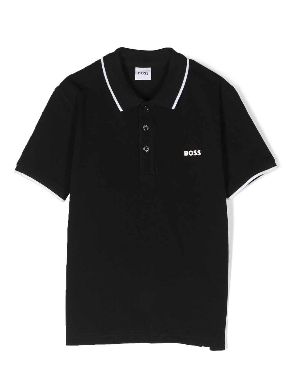 BOSS Kidswear logo压纹polo衫 - 黑色