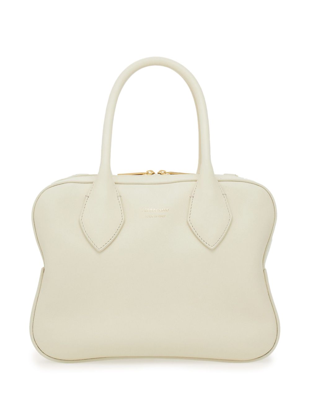 Ferragamo logo标记皮质托特包 - 白色