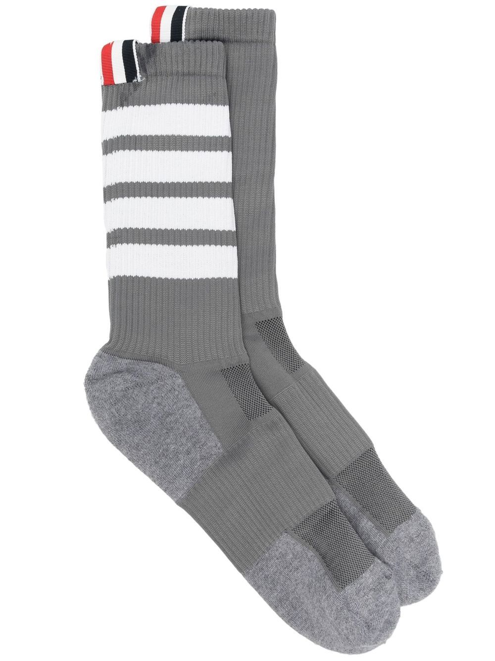 Thom Browne 4-Bar 条纹针织袜 - 灰色