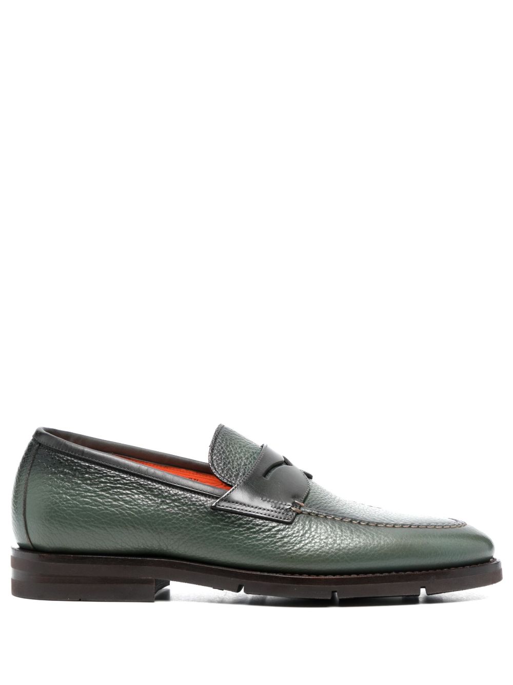 Santoni 经典皮质乐福鞋 - 绿色