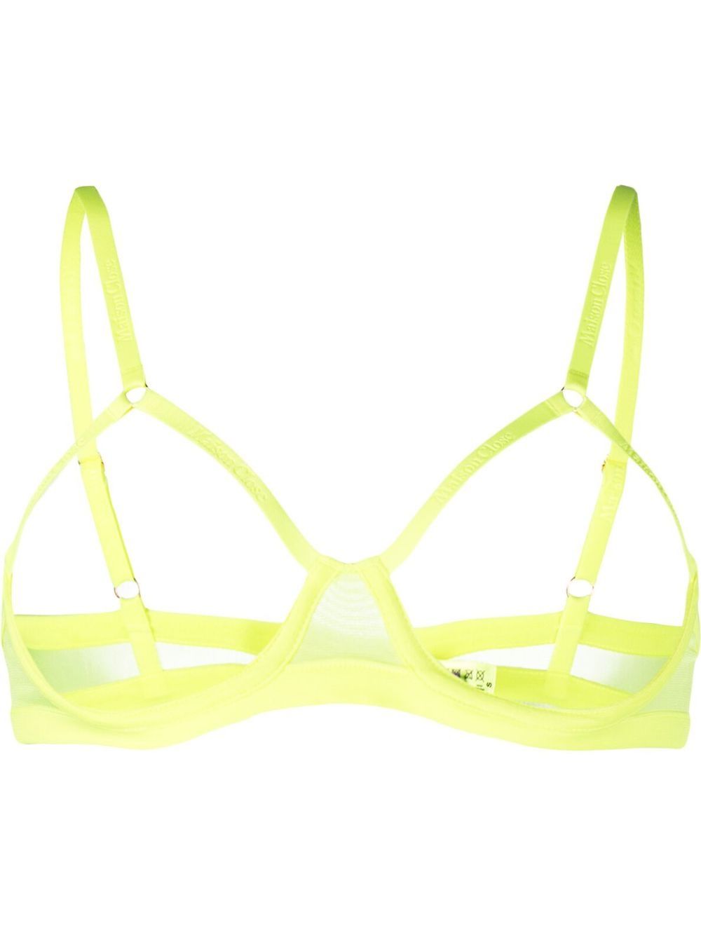 Maison Close logo图案半透明文胸 - 黄色