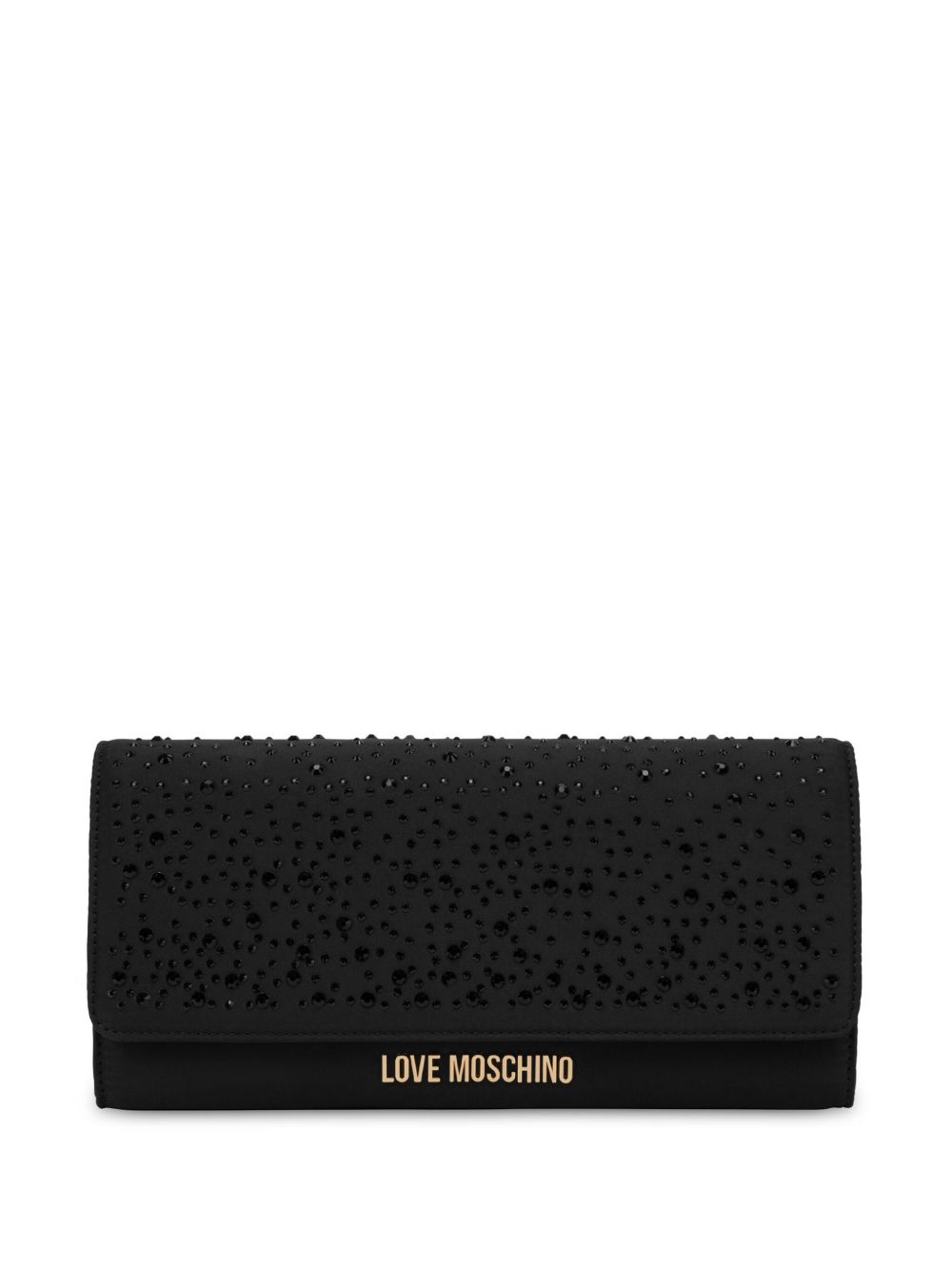 Love Moschino logo字母链式手拿包 - 黑色