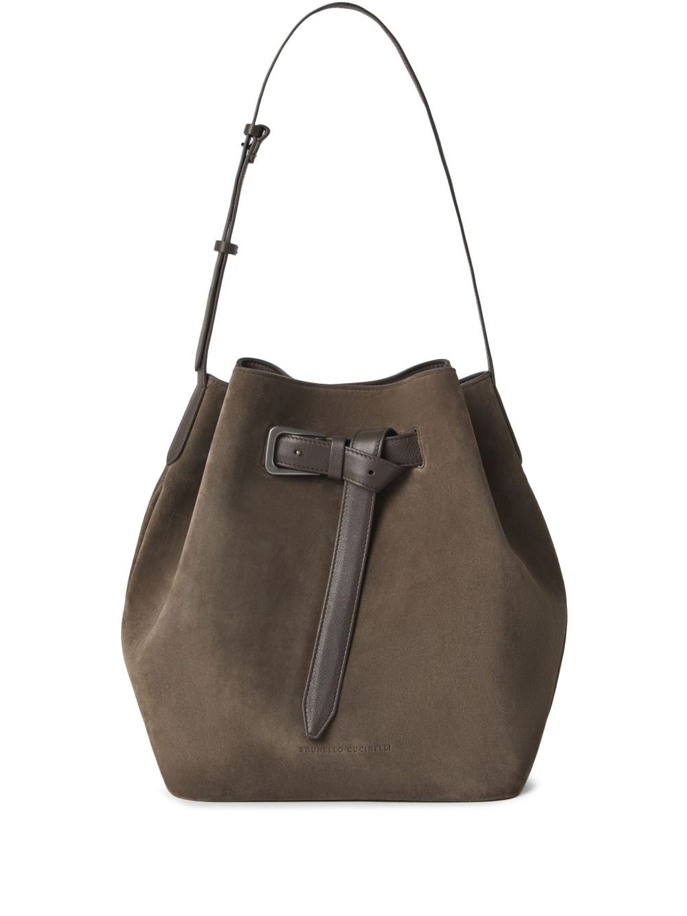 Brunello Cucinelli Sartorial 大号绒面皮水桶包 - 褐色