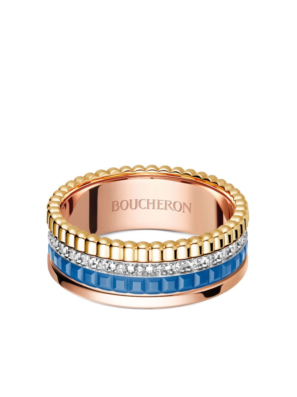 Boucheron Quatre Blue Edition 18K黄金钻石小号戒指 - 金色