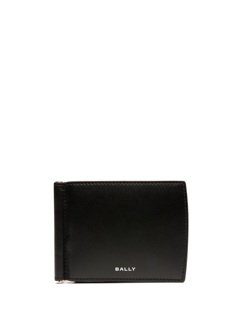 Bally logo印花皮质对折钱包 - 黑色