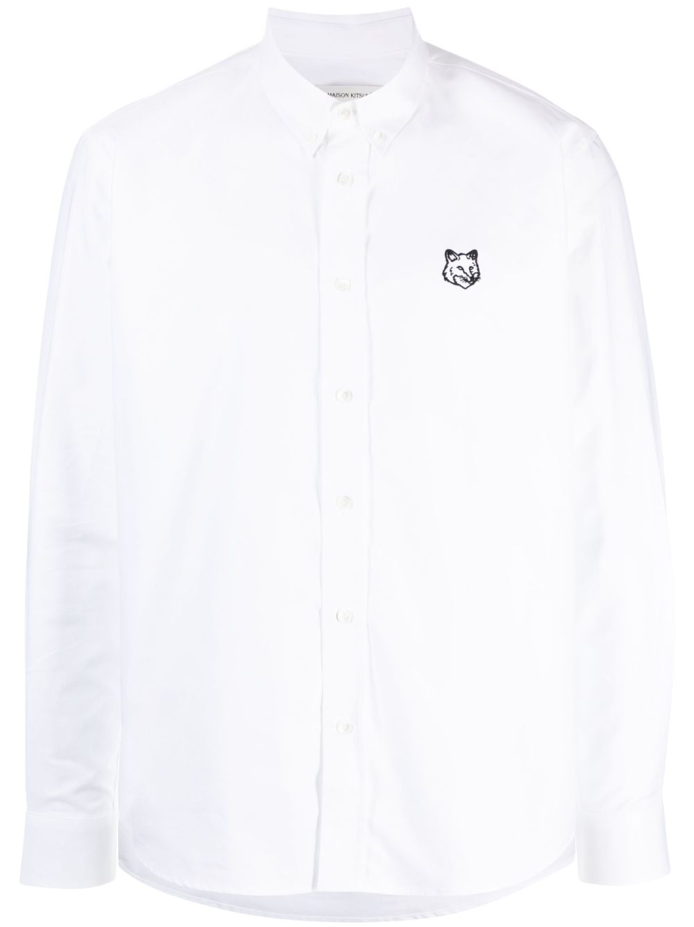 Maison Kitsuné 狐狸头贴花长袖衬衫 - 白色