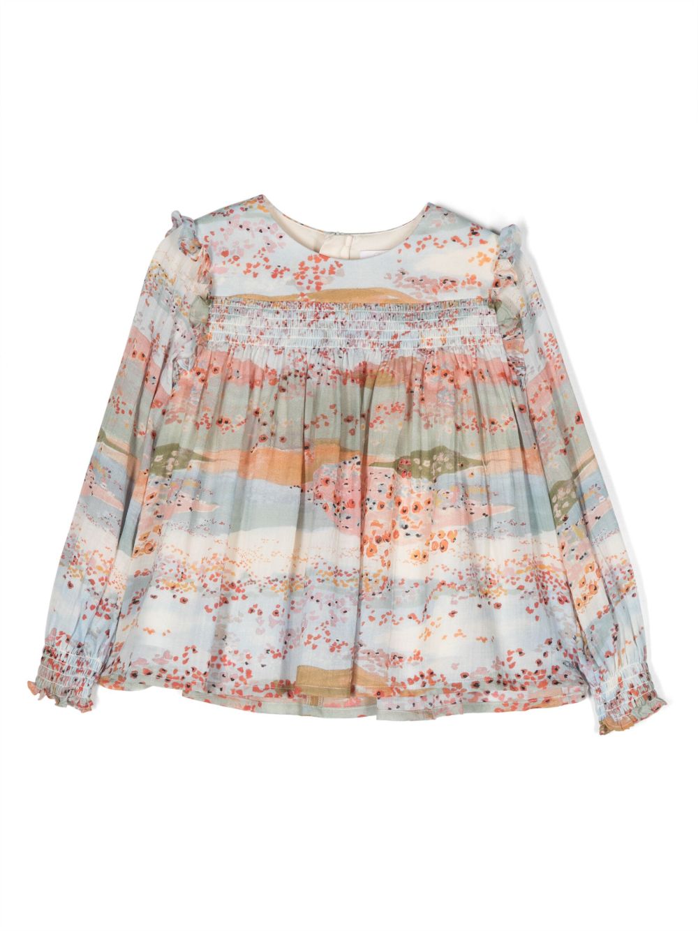 Chloé Kids Ceremony 图案印花罩衫 - 蓝色