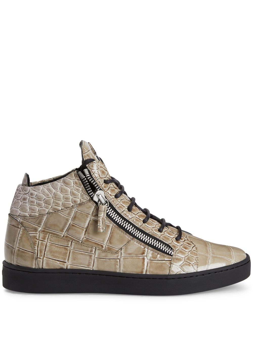 Giuseppe Zanotti Frankie 仿鳄鱼纹压纹运动鞋 - 中性色