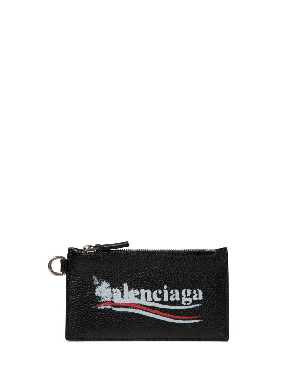 Balenciaga logo印花卡夹式钥匙扣 - 黑色