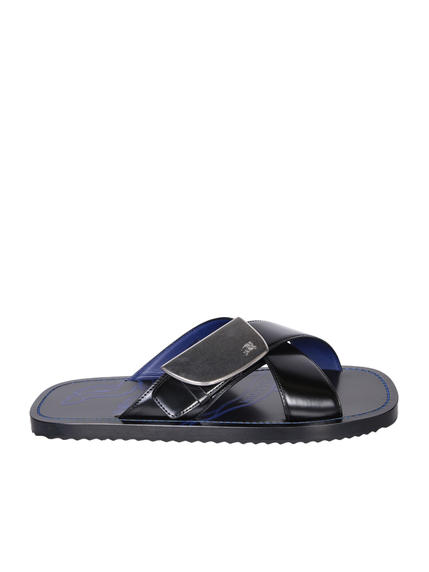 Burberry Ekd 条纹盾牌凉鞋