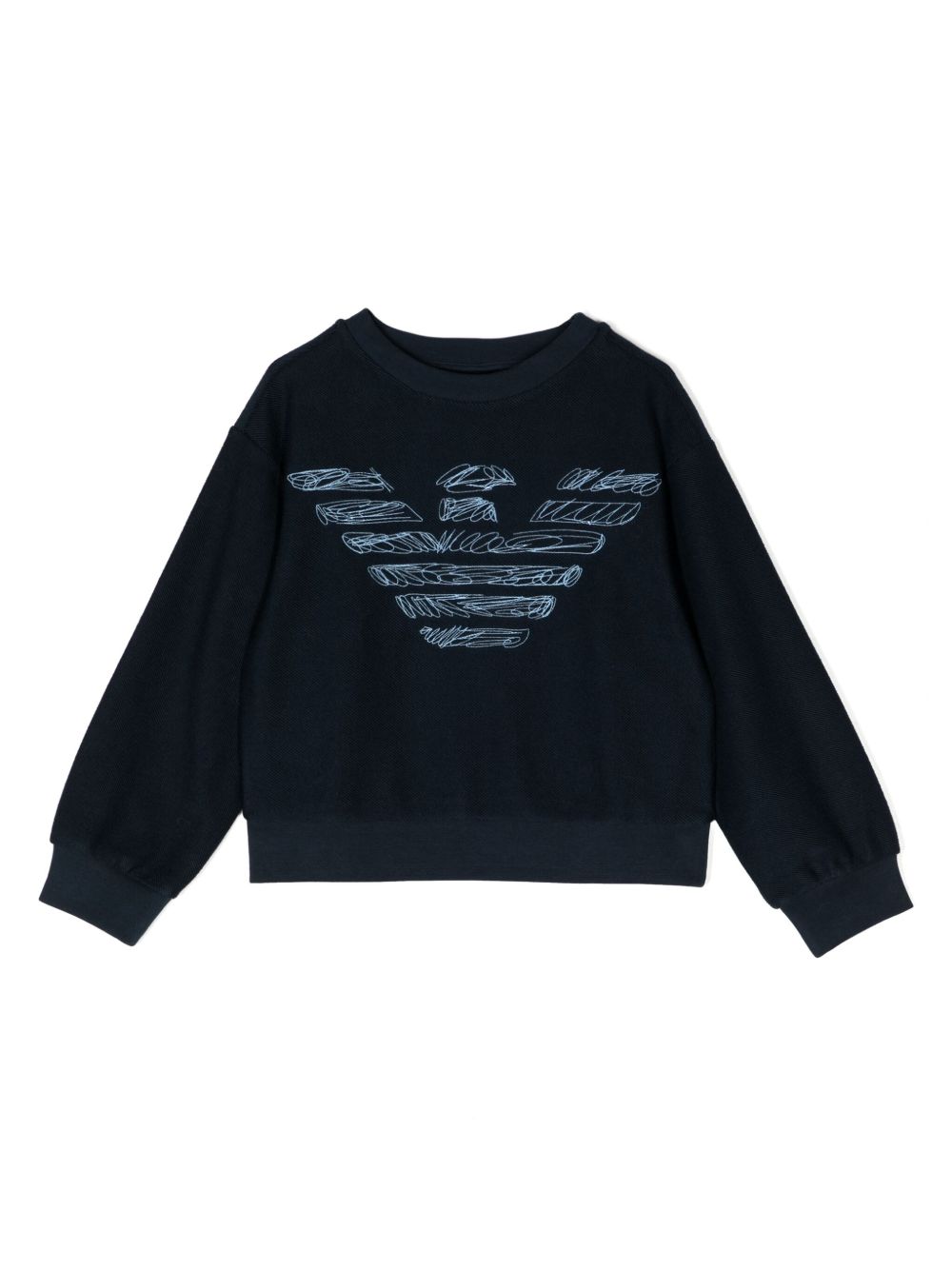 Emporio Armani Kids logo刺绣圆领卫衣 - 蓝色