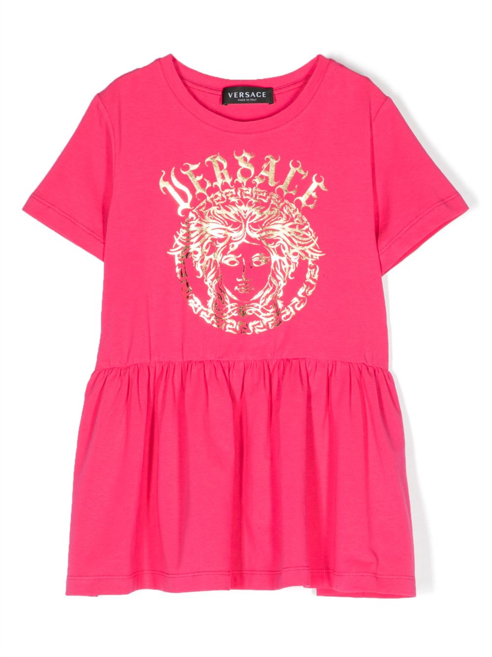 Versace Kids Medusa 印花短袖连衣裙 - 粉色