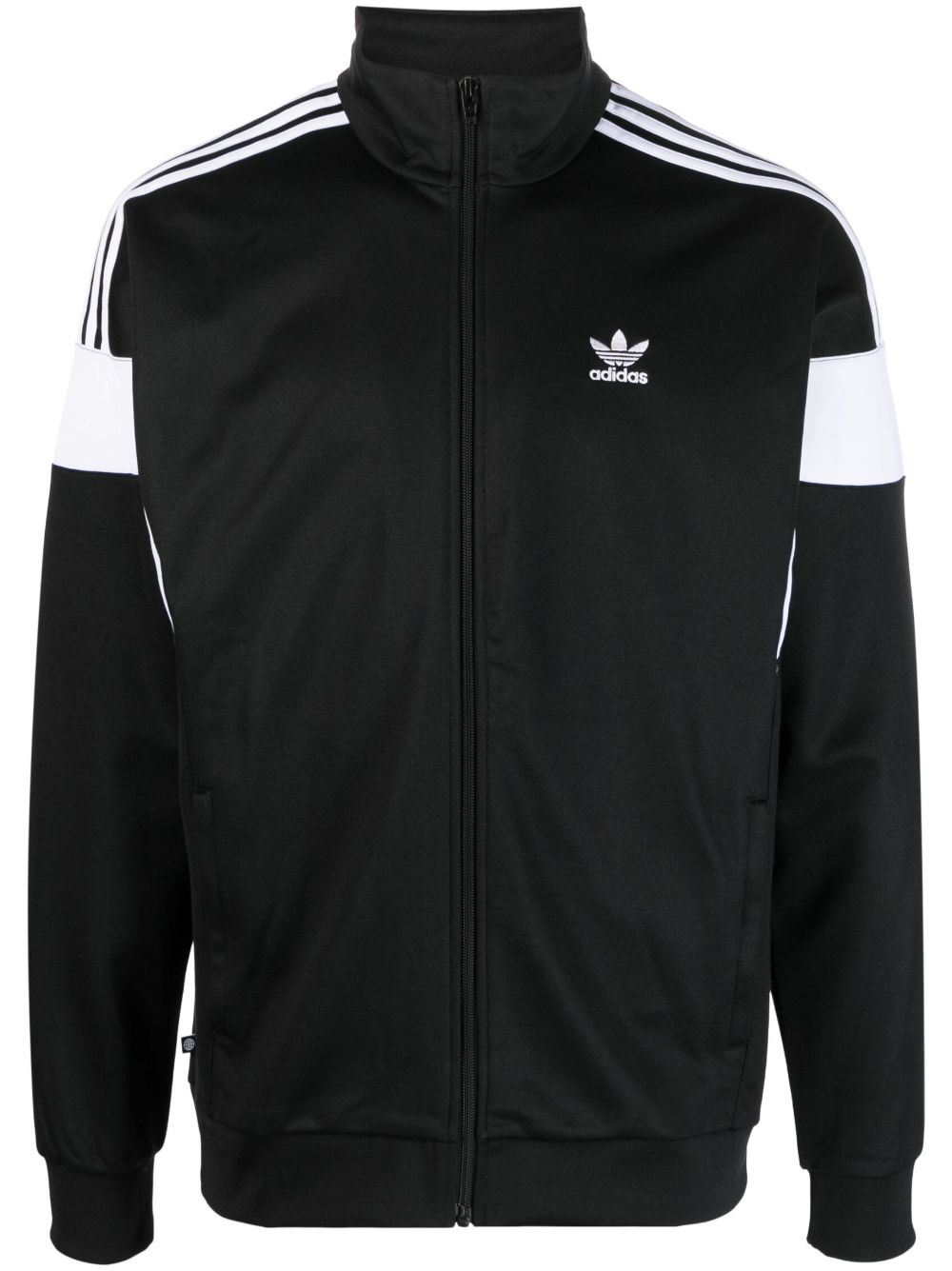 adidas logo印花拉链夹克 - 黑色
