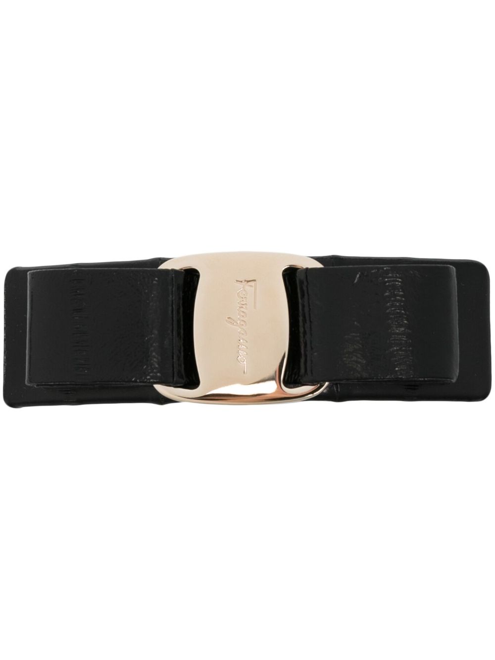 Ferragamo logo标牌蝴蝶结细节发夹 - 黑色