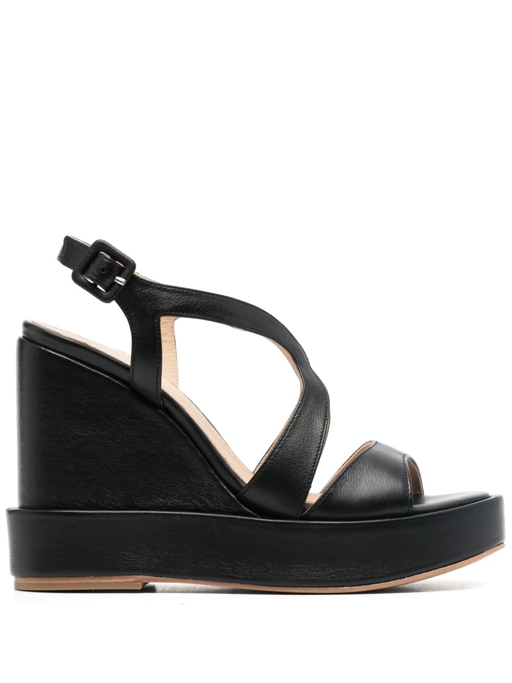 Paloma Barceló Eider 高坡跟皮质凉鞋 - 黑色