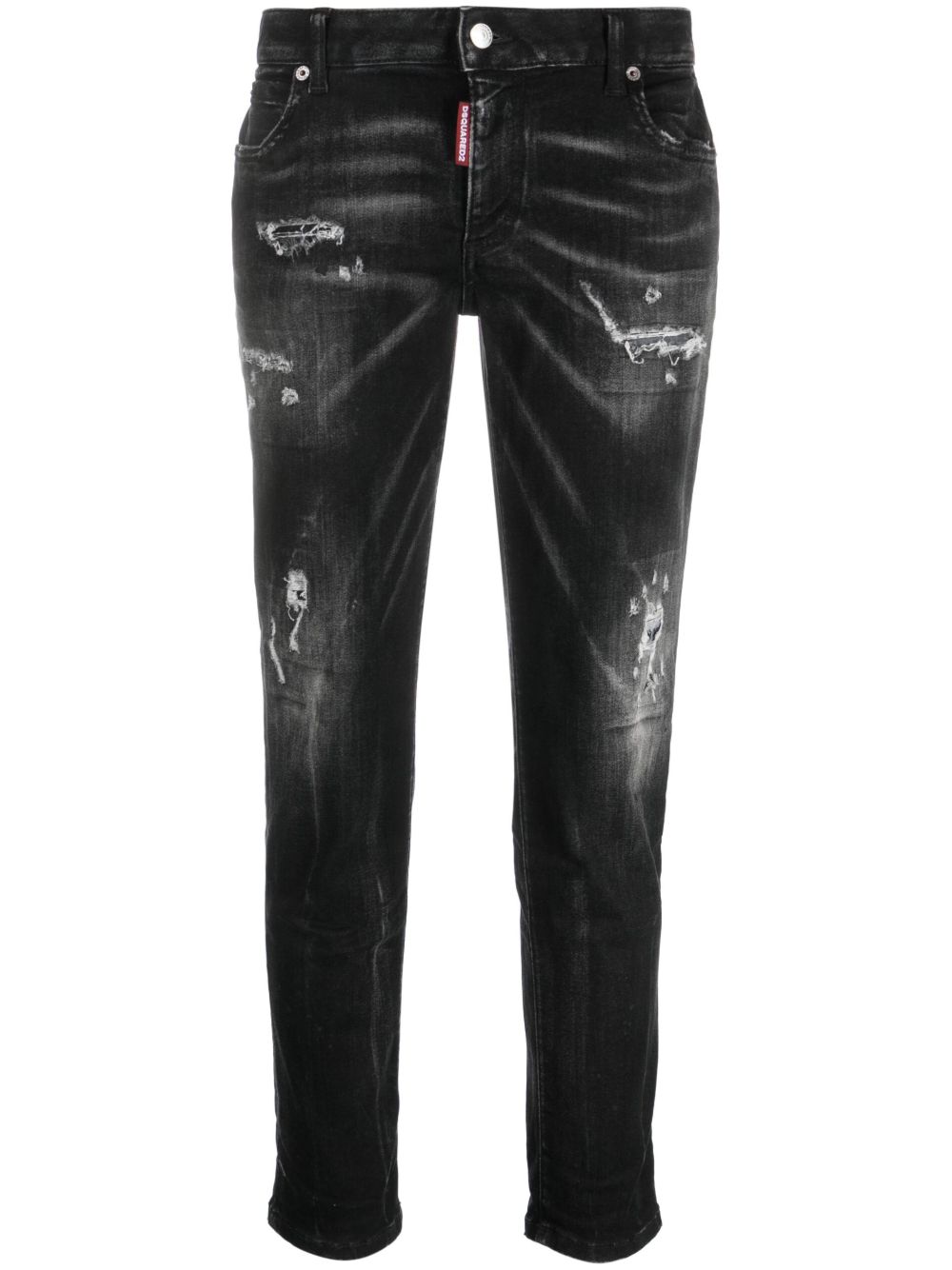DSQUARED2 Cool Girl 仿旧修身牛仔裤 - 黑色