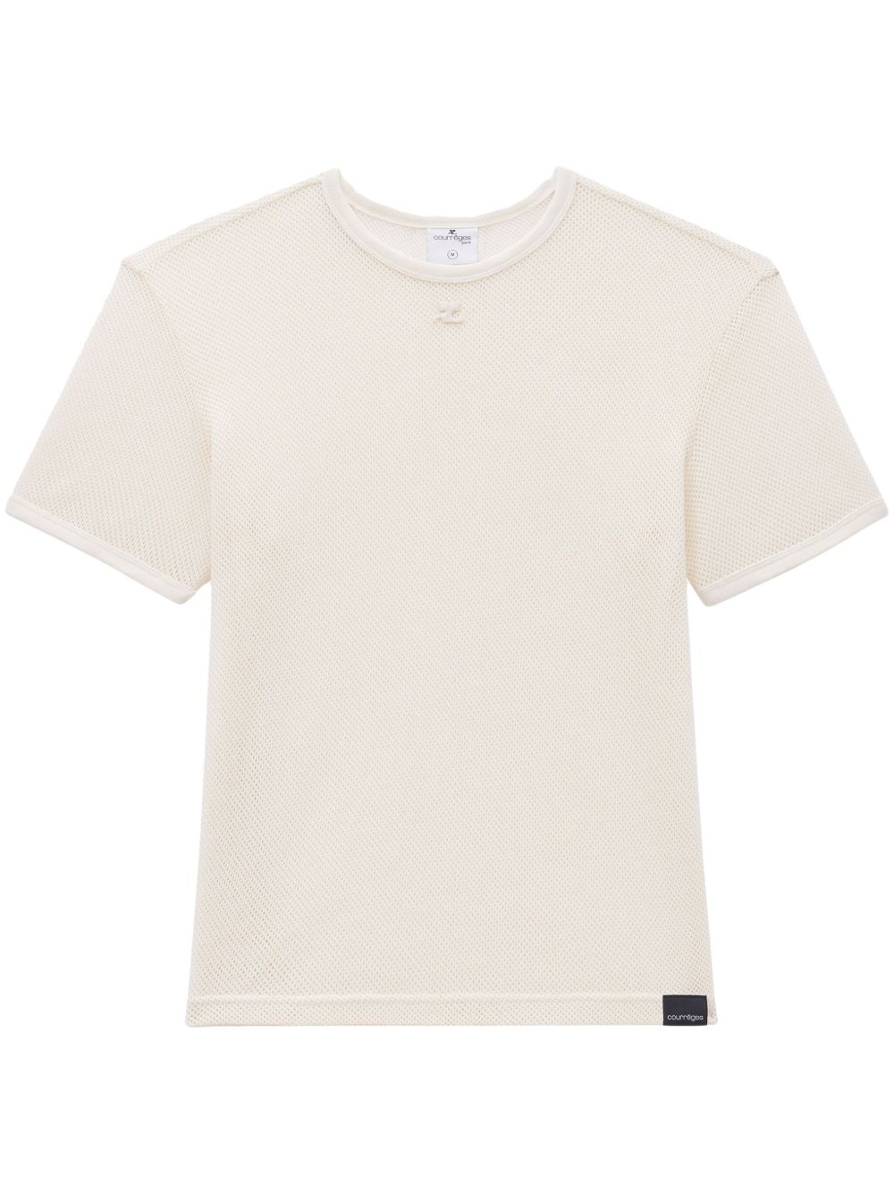 Courrèges logo刺绣网纱T恤 - 中性色