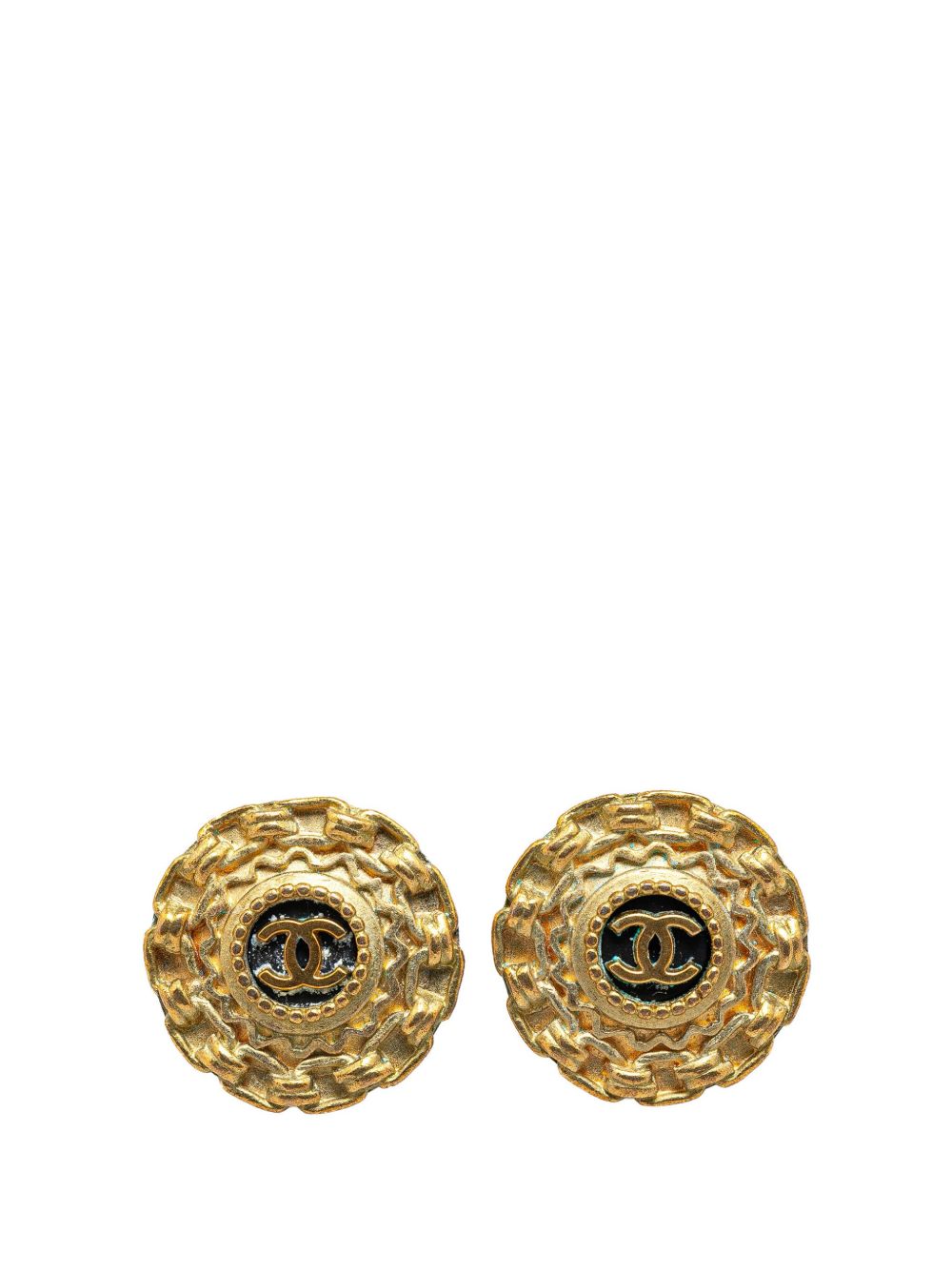 CHANEL Pre-Owned 镀金 CC 夹扣式装饰耳环（1994年典藏款） - 金色
