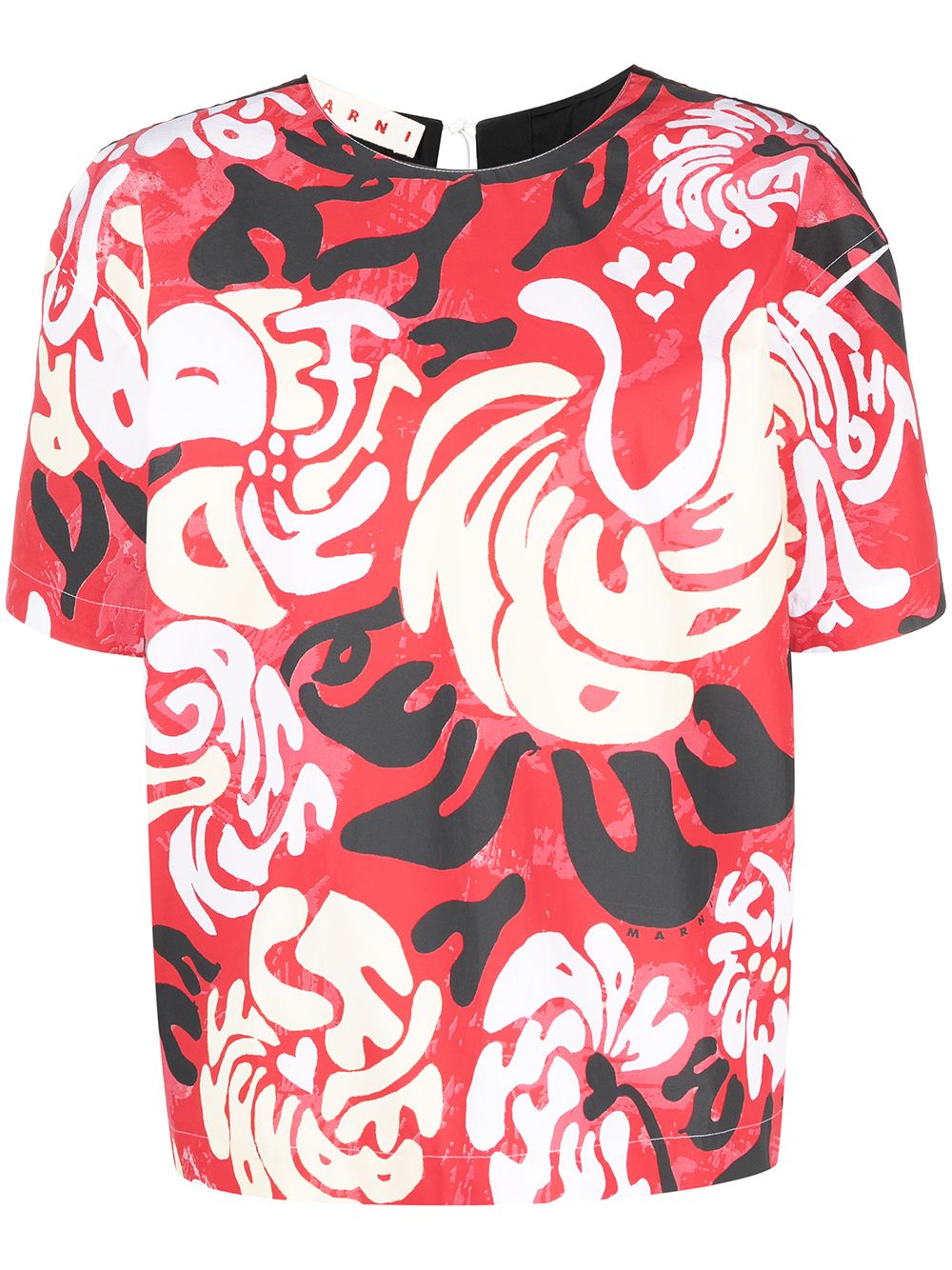 Marni 图案印花短袖罩衫 - 红色