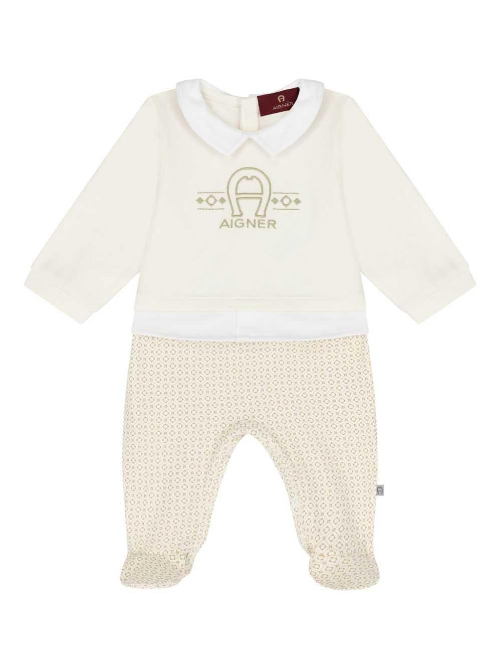 Aigner Kids logo刺绣连体衣 - 中性色