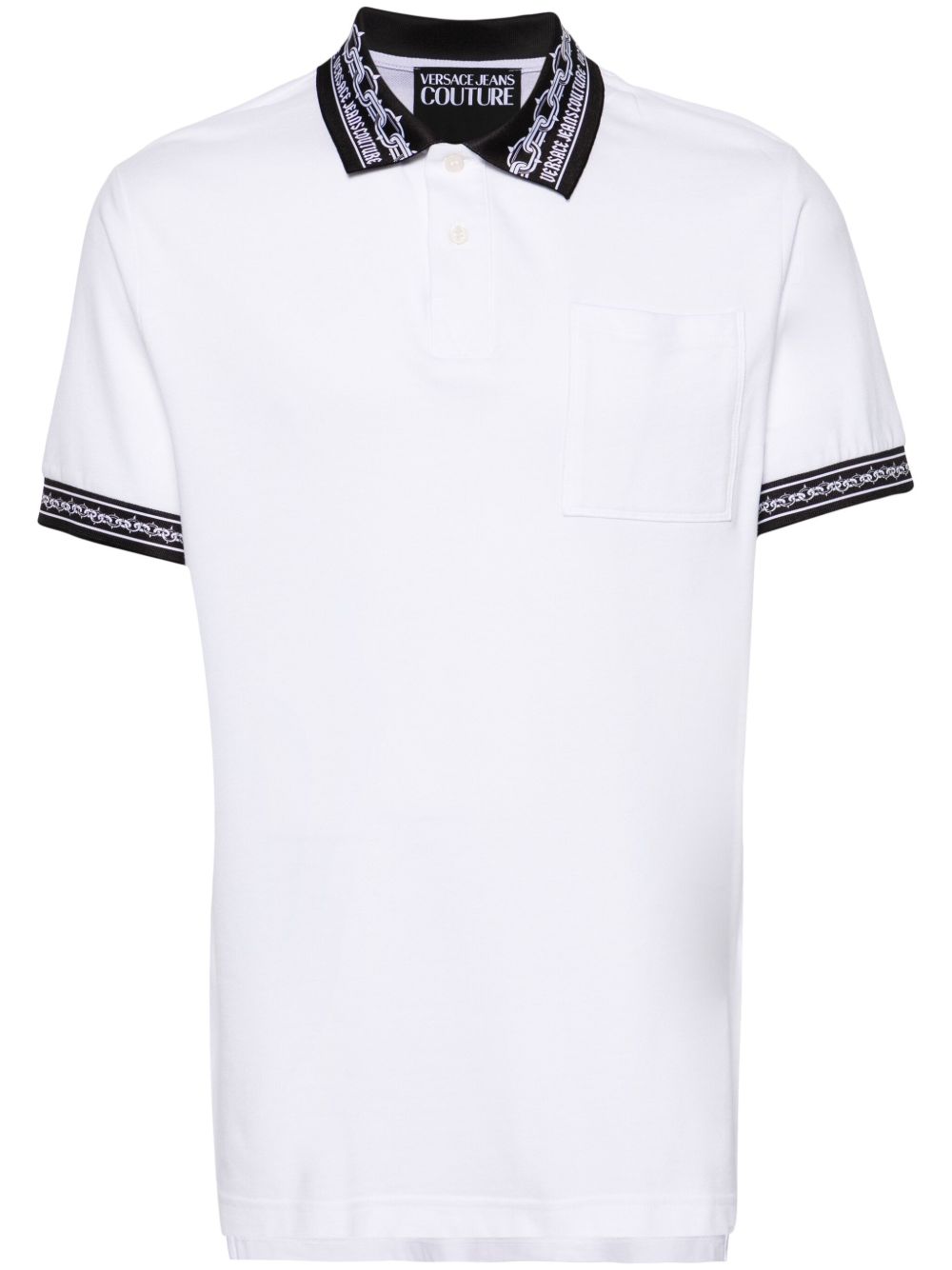 Versace Jeans Couture 对比边饰珠地布polo衫 - 白色