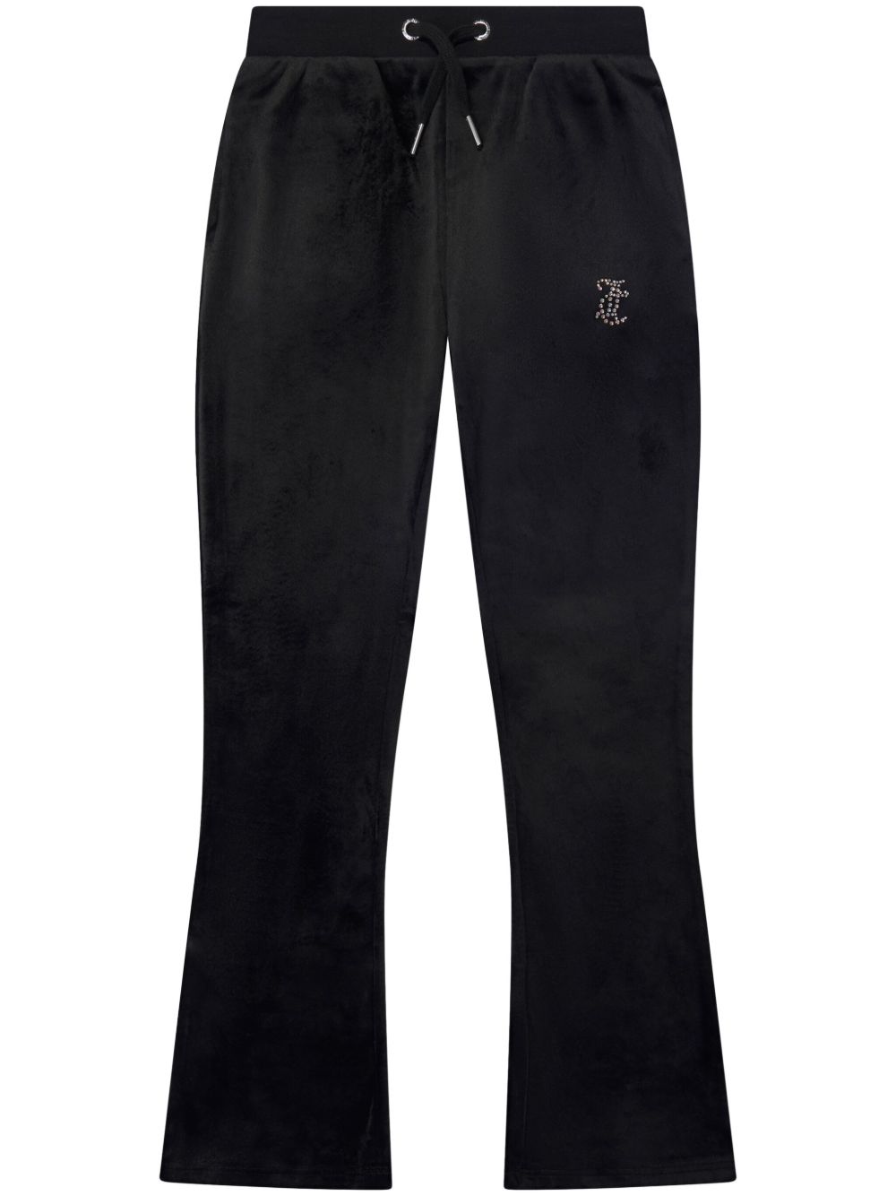 Juicy Couture Kids 丝绒喇叭运动裤 - 黑色
