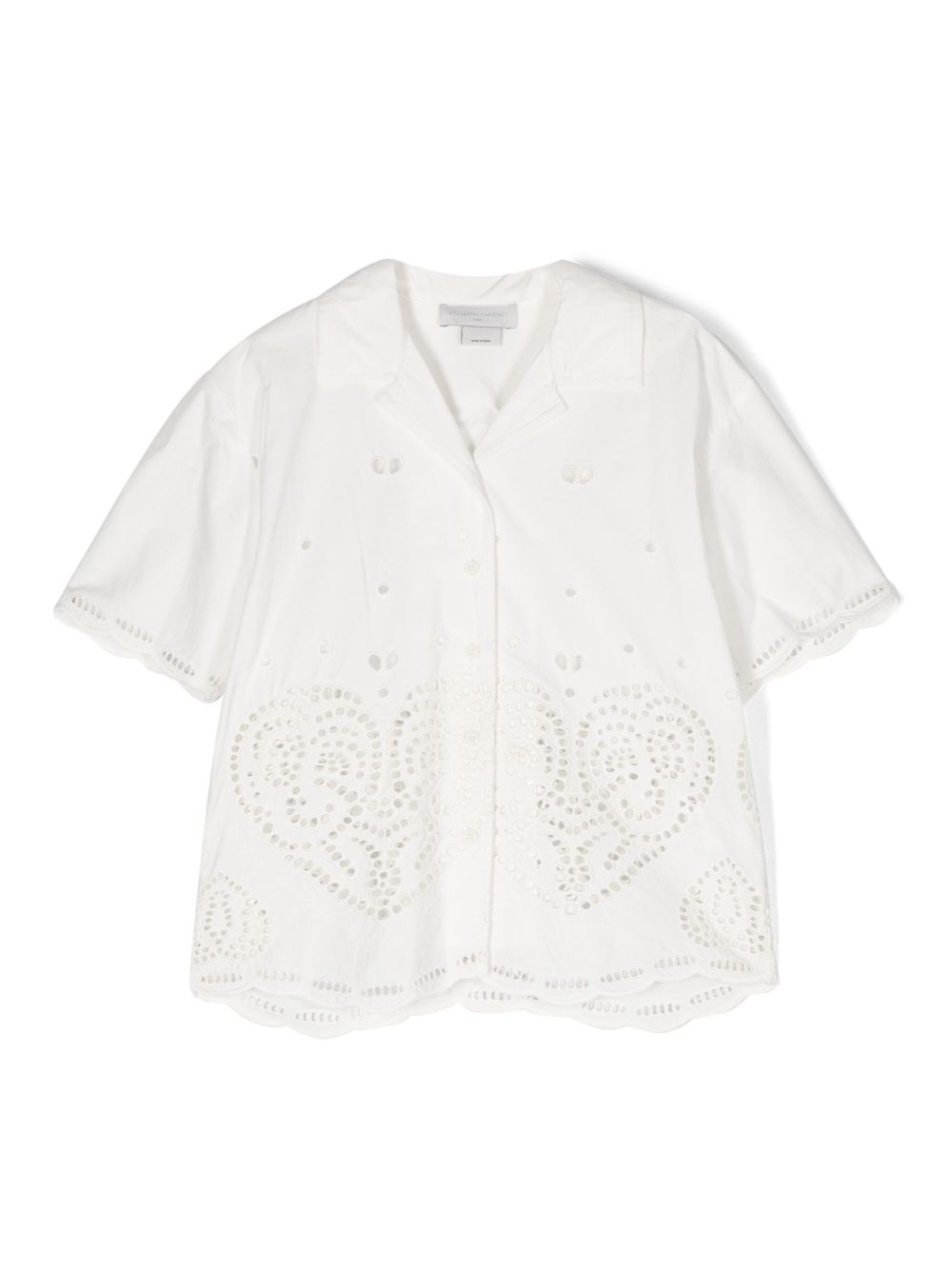 Stella McCartney Kids 马德拉刺绣棉衬衫 - 白色