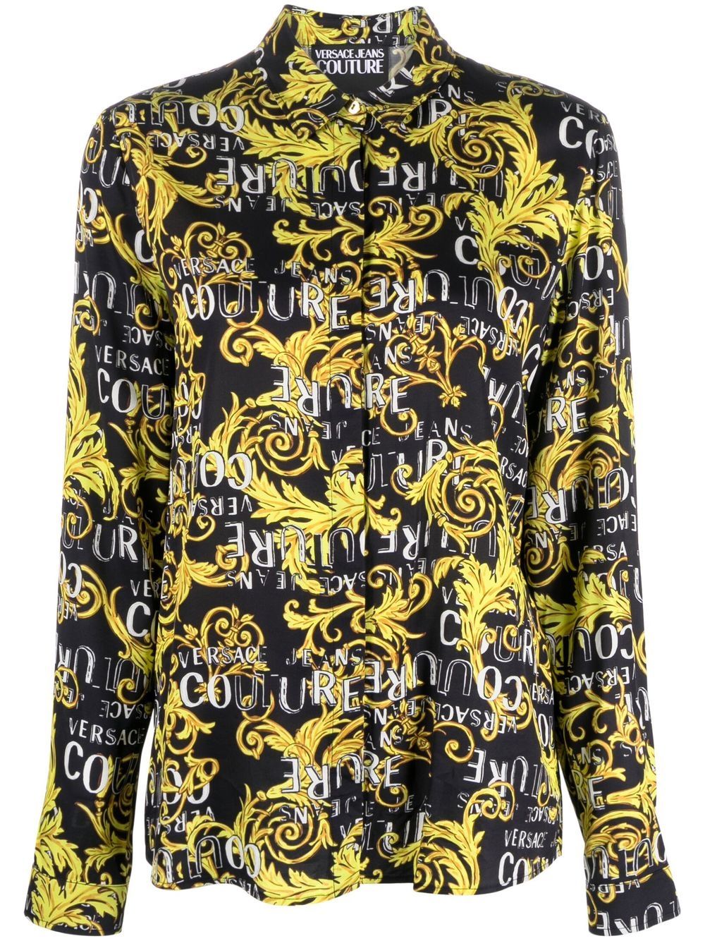 Versace Jeans Couture logo印花排扣衬衫 - 黑色