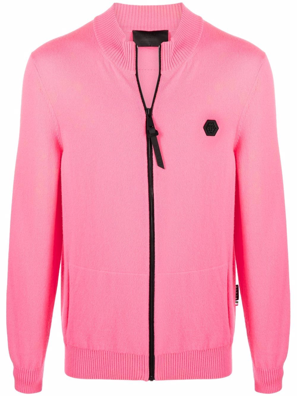 Philipp Plein 标贴拉链开衫 - 粉色