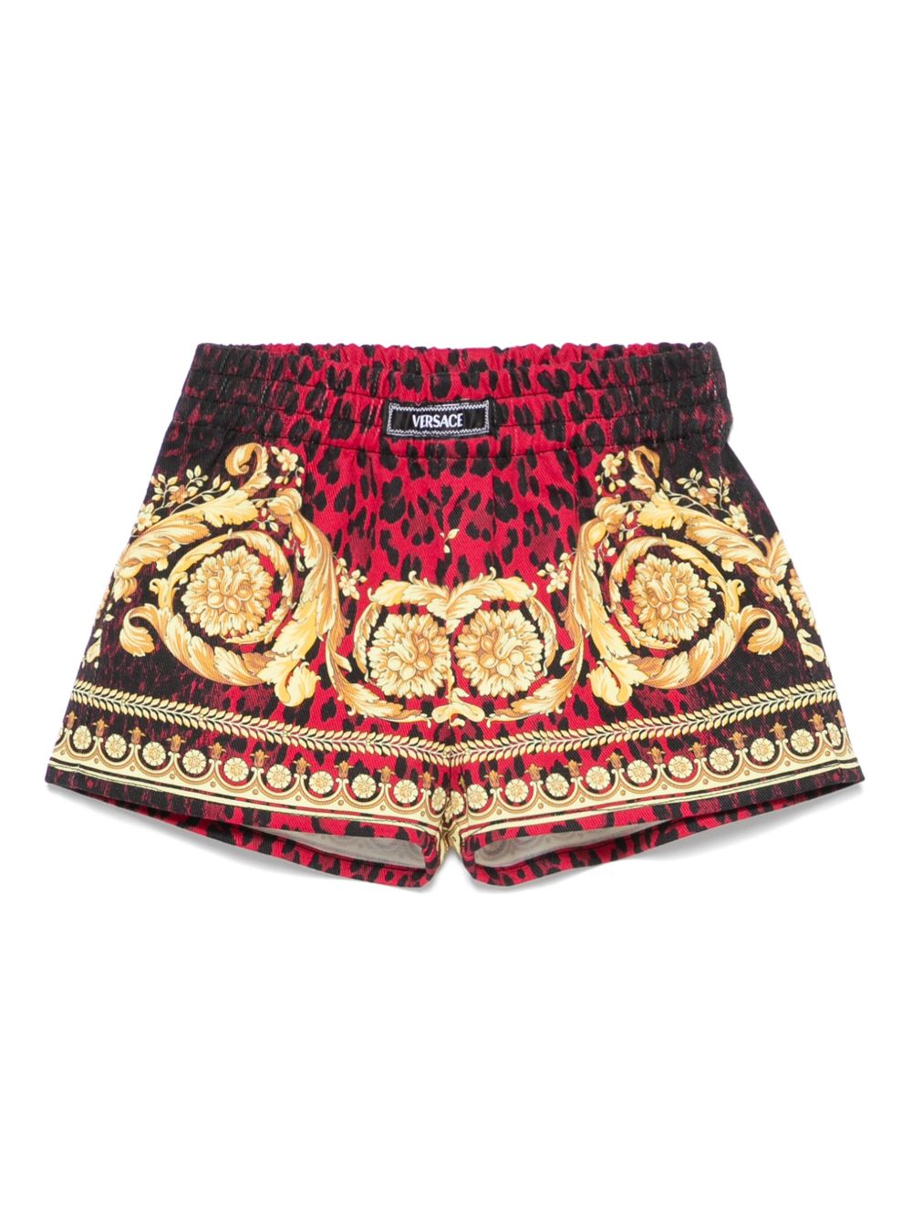 Versace Kids Barocco 印花短裤 - 黄色