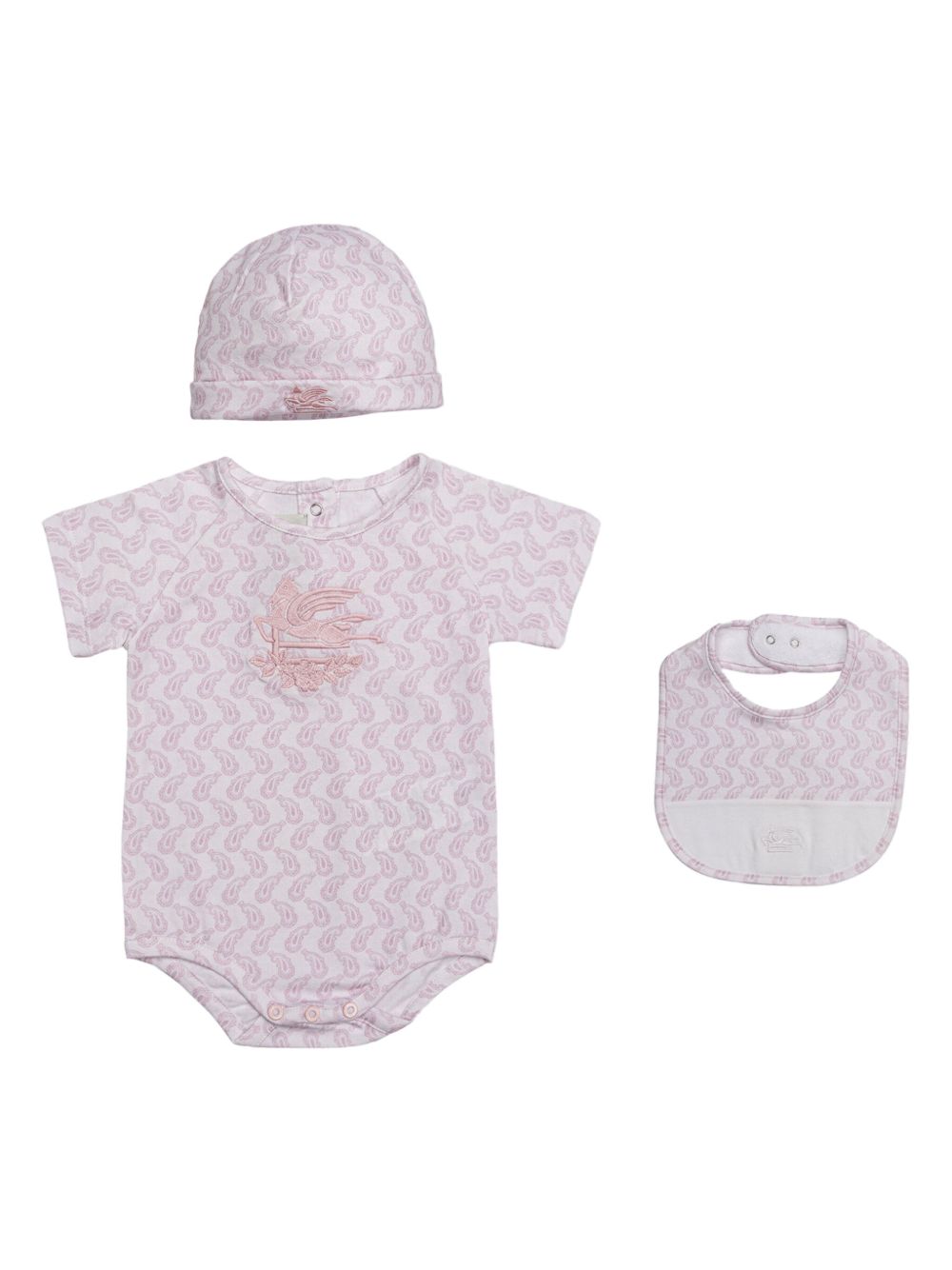 ETRO KIDS 佩斯理印花平纹针织连体紧身衣（三件装） - 粉色