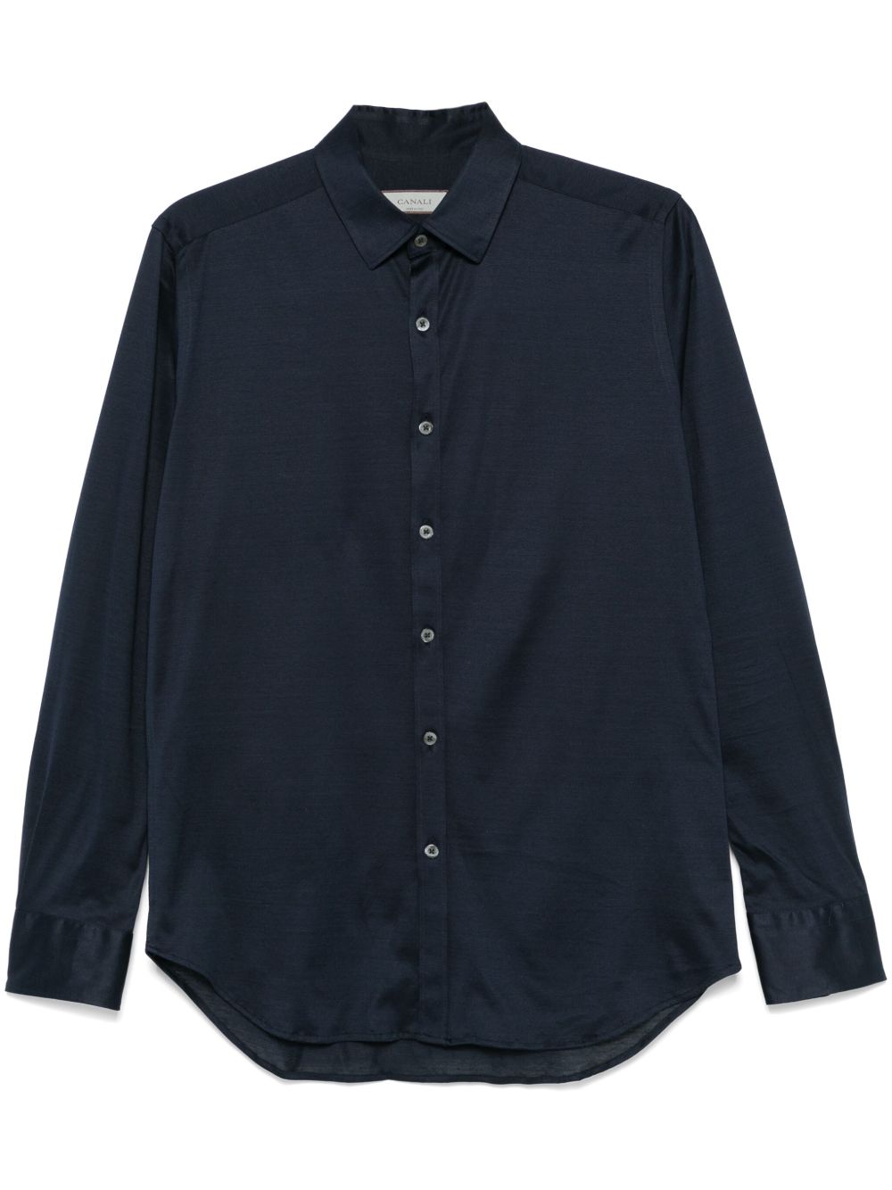 Canali 轻薄平纹针织衬衫 - 蓝色