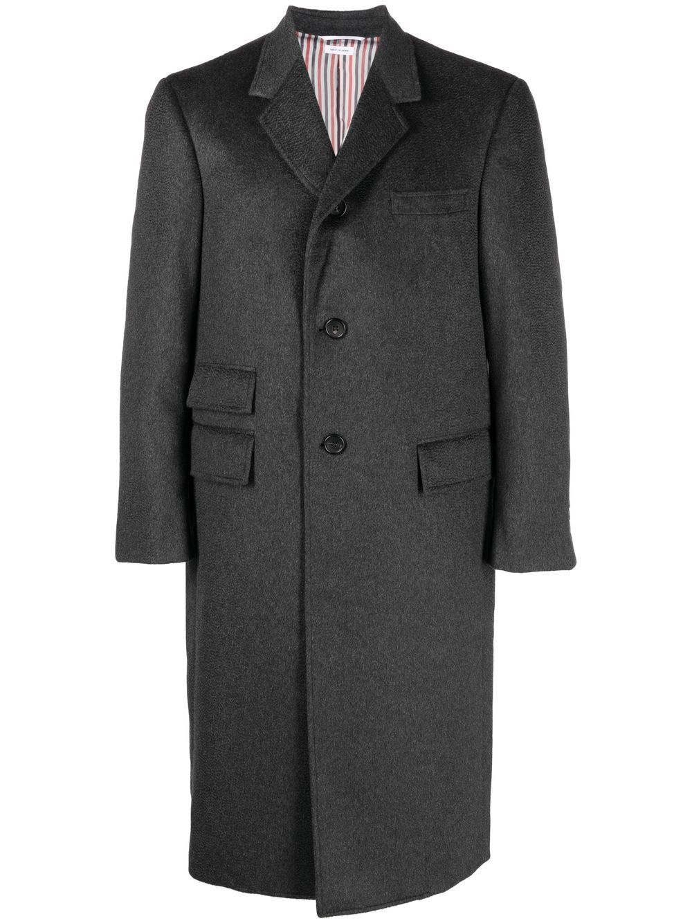 Thom Browne 罗缎吊带羊绒外套 - 灰色