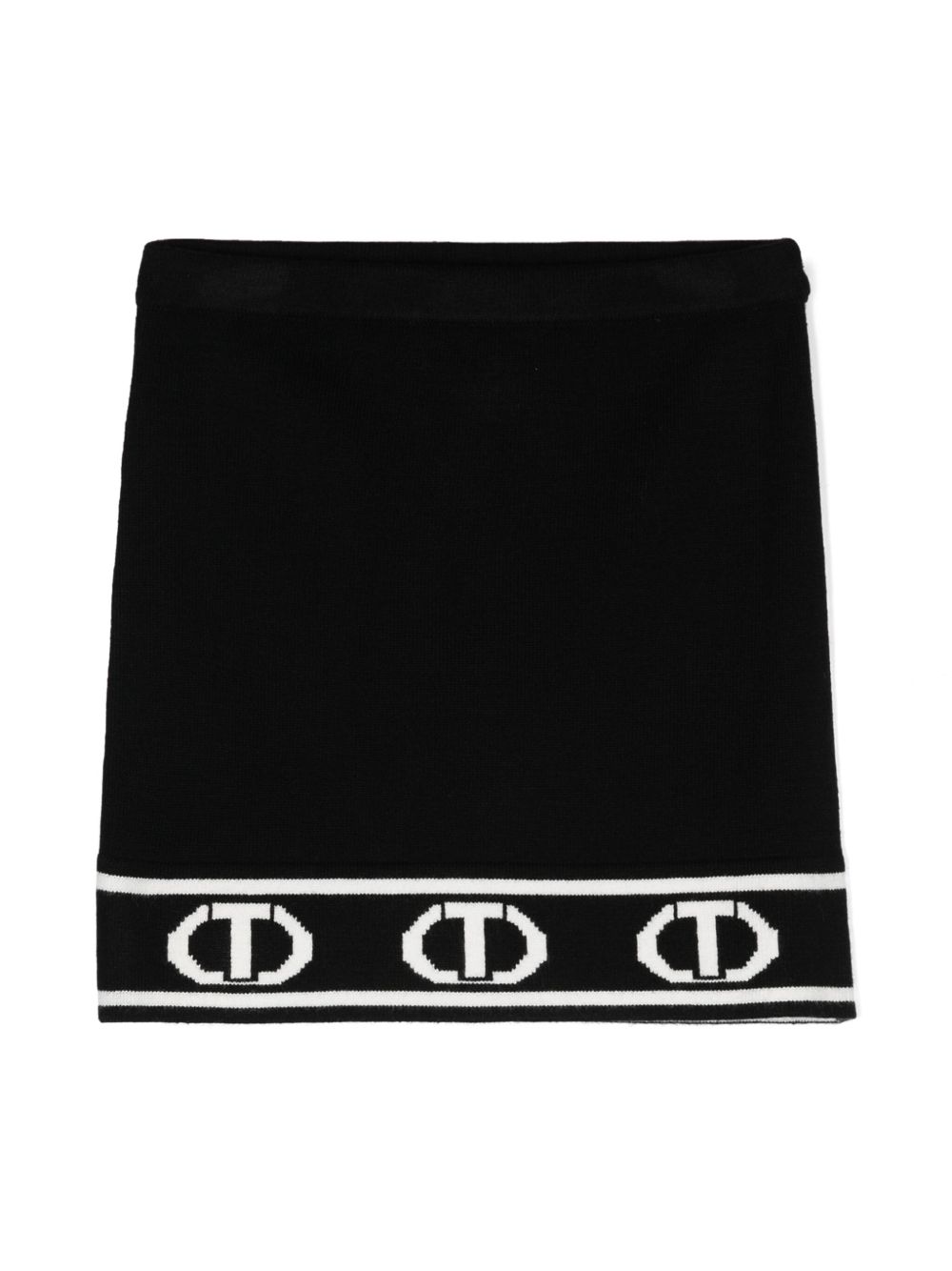 TWINSET Kids T logo嵌花针织迷你半身裙 - 黑色