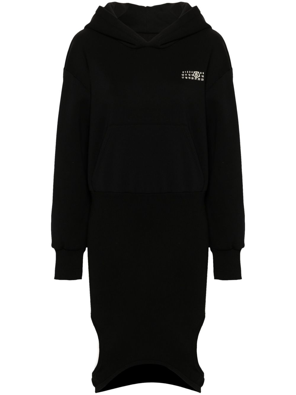 MM6 Maison Margiela 数字印花不对称连帽衫 - 黑色